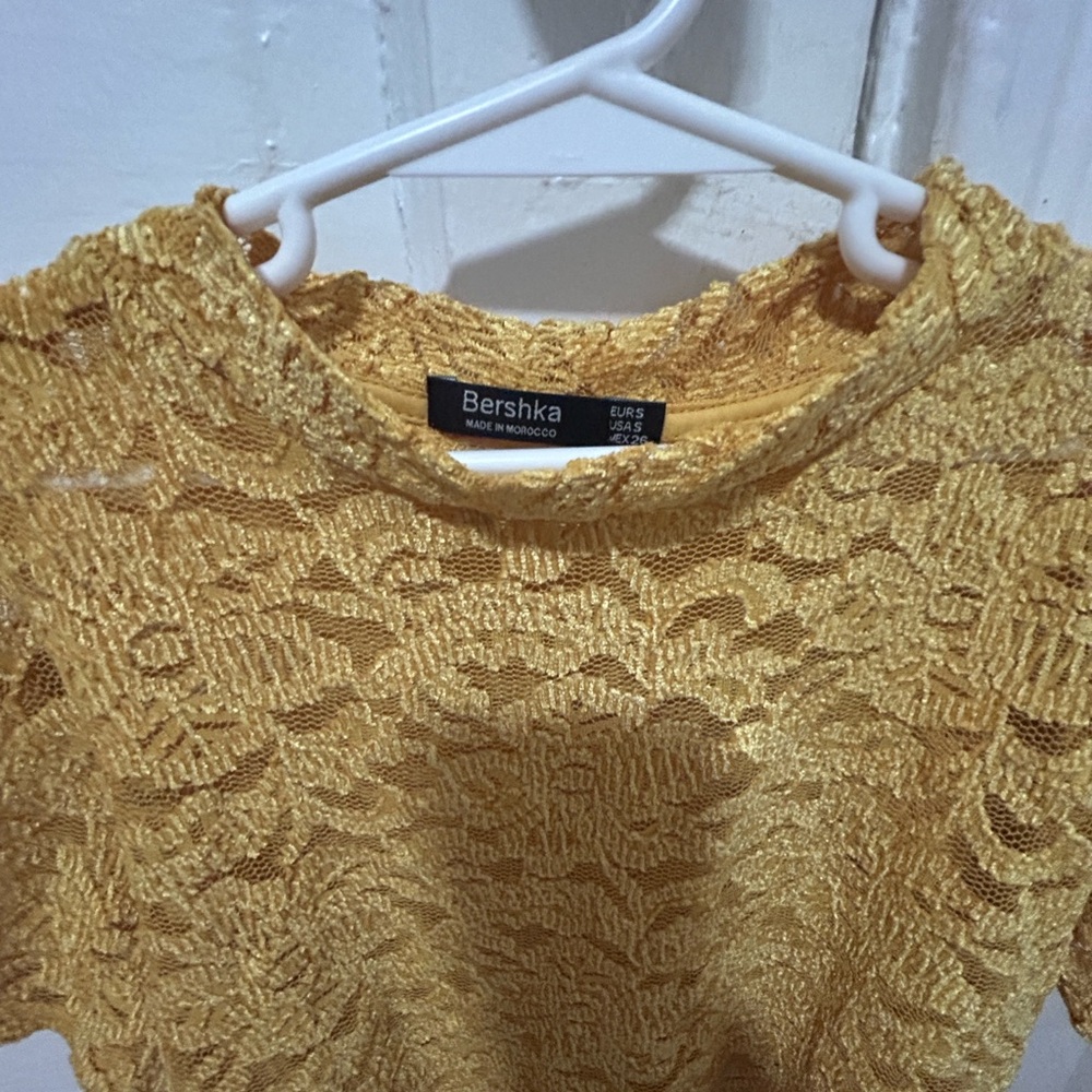Bershka Mustard Lace Blouse